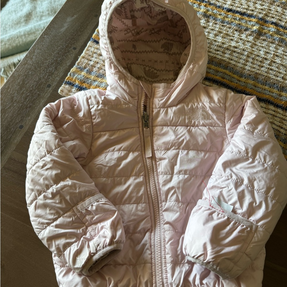 The North Face Baby Reversible Pink Hooded Jacket - size 18-24M